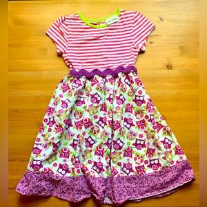 Girls Casual Owl Print Dress